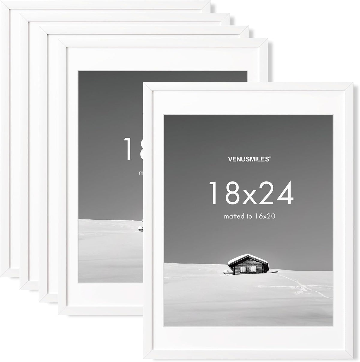 18x24 inch Picture Frame, 18x24 Photo Frames with 16x20 Removable Mat - High Definition Plexiglass