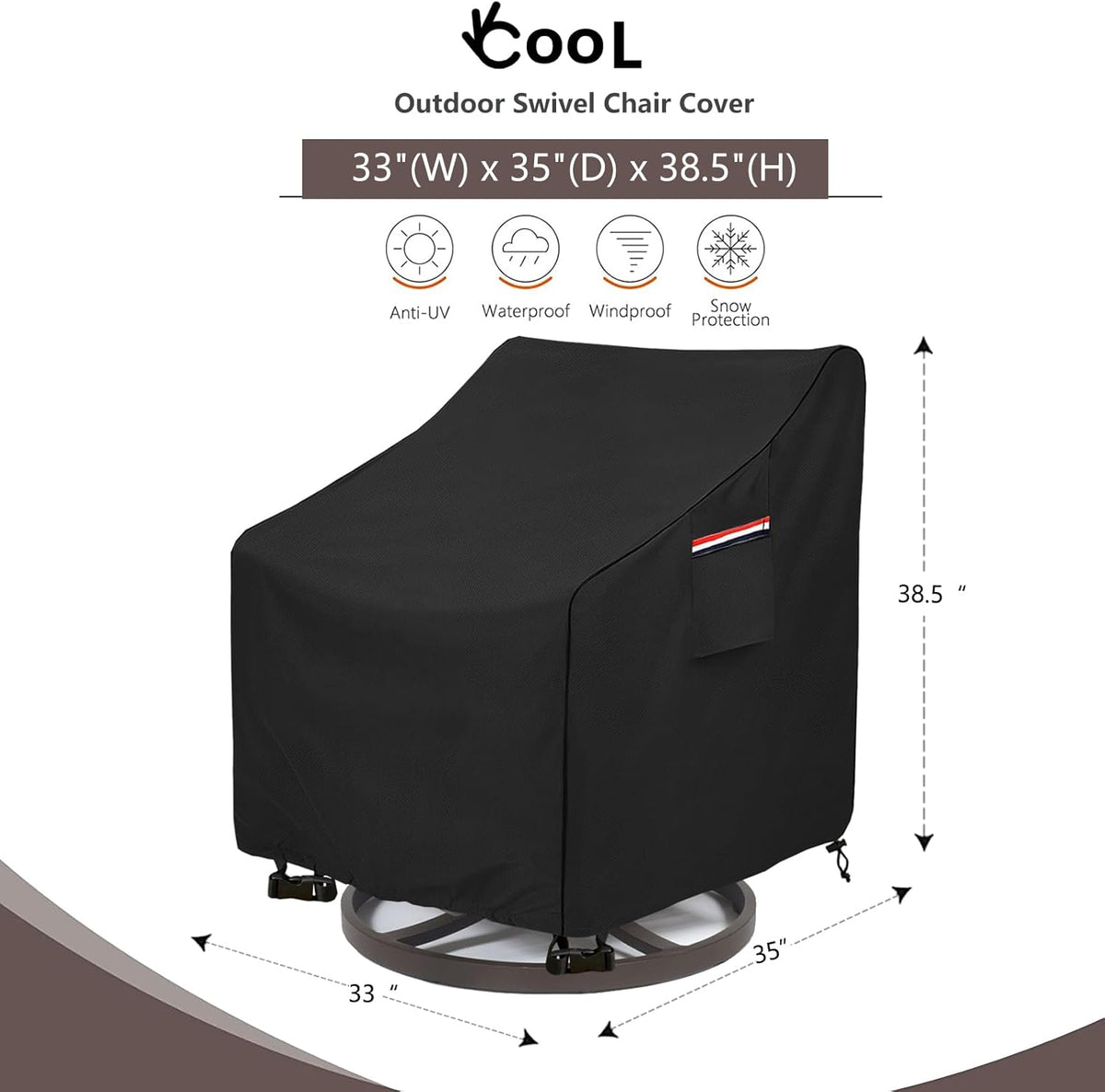 Okcool Outdoor Swivel Chair Cover 2 Pack,Outdoor Furniture Patio Chair Covers Waterproof