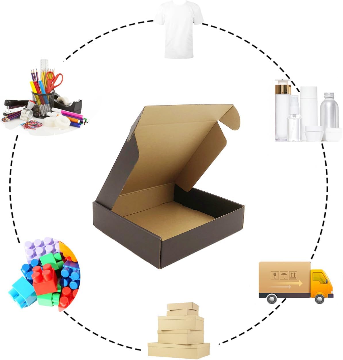 24 Pack 9x8x2 Inches Black Shipping Boxes，3 Layers Corrugated Cardboard Box, Black Mailer Boxes for