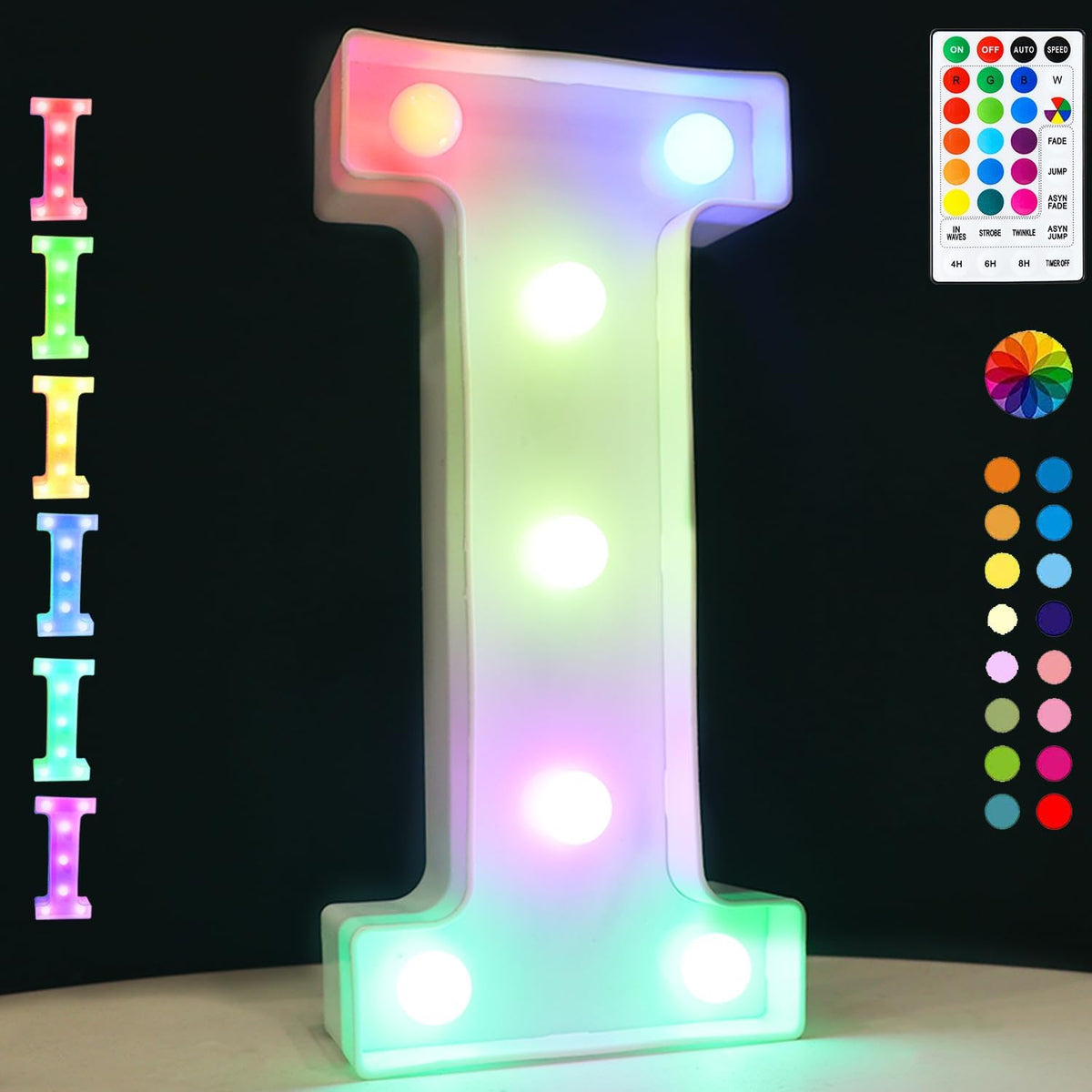 Light Up Colorful LED Marquee Letter lights, 18 Colors Changing Alphabet Letters Sign with Remote