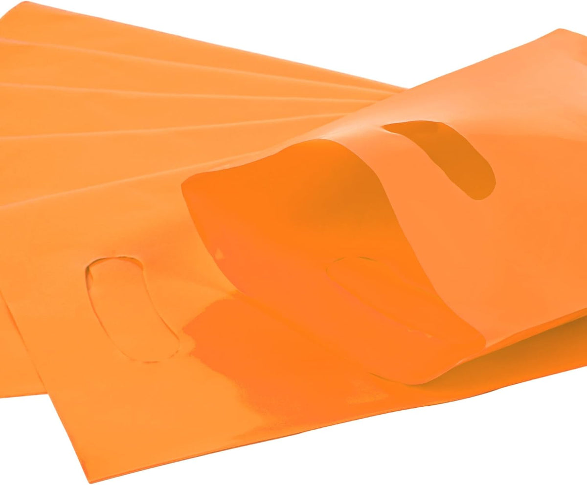 Orange 100 PCS Small Gift Bags, 6"x8" Goodie Party Favor Bags with Handle, Treat Retail Pouches for