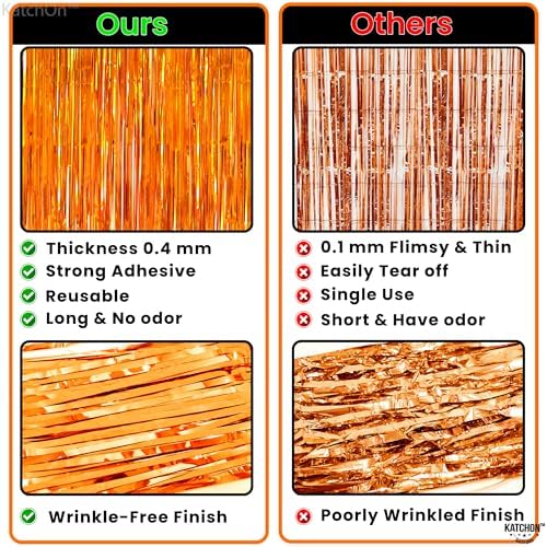 KatchOn, Orange Streamers - Pack of 2 | Orange Fringe Backdrop, Basketball Party Decorations |