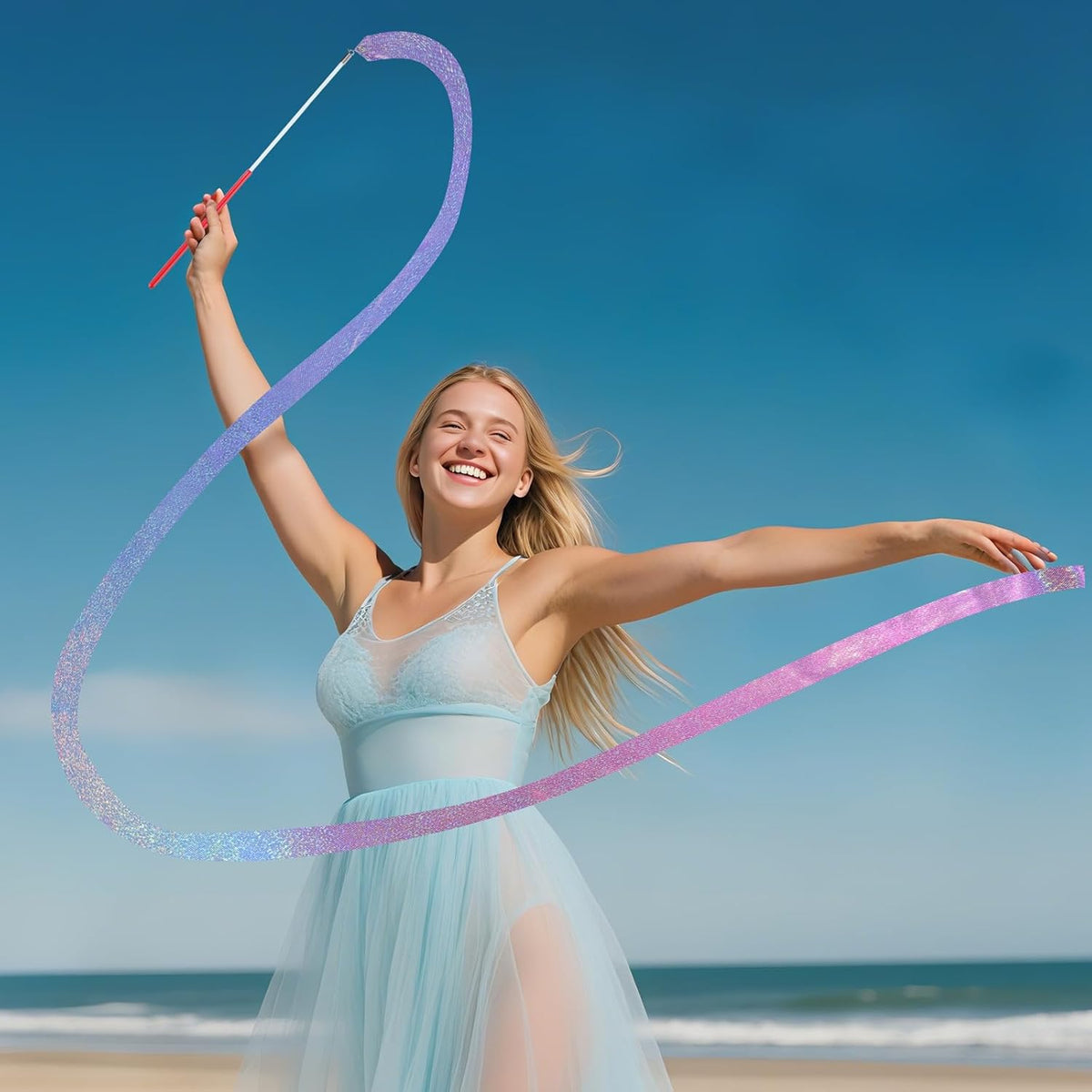 16 Pcs Sparkling Dance Ribbon for Kids Rhythmic Gymnastics Birthday Party Favors Twirling Streamer