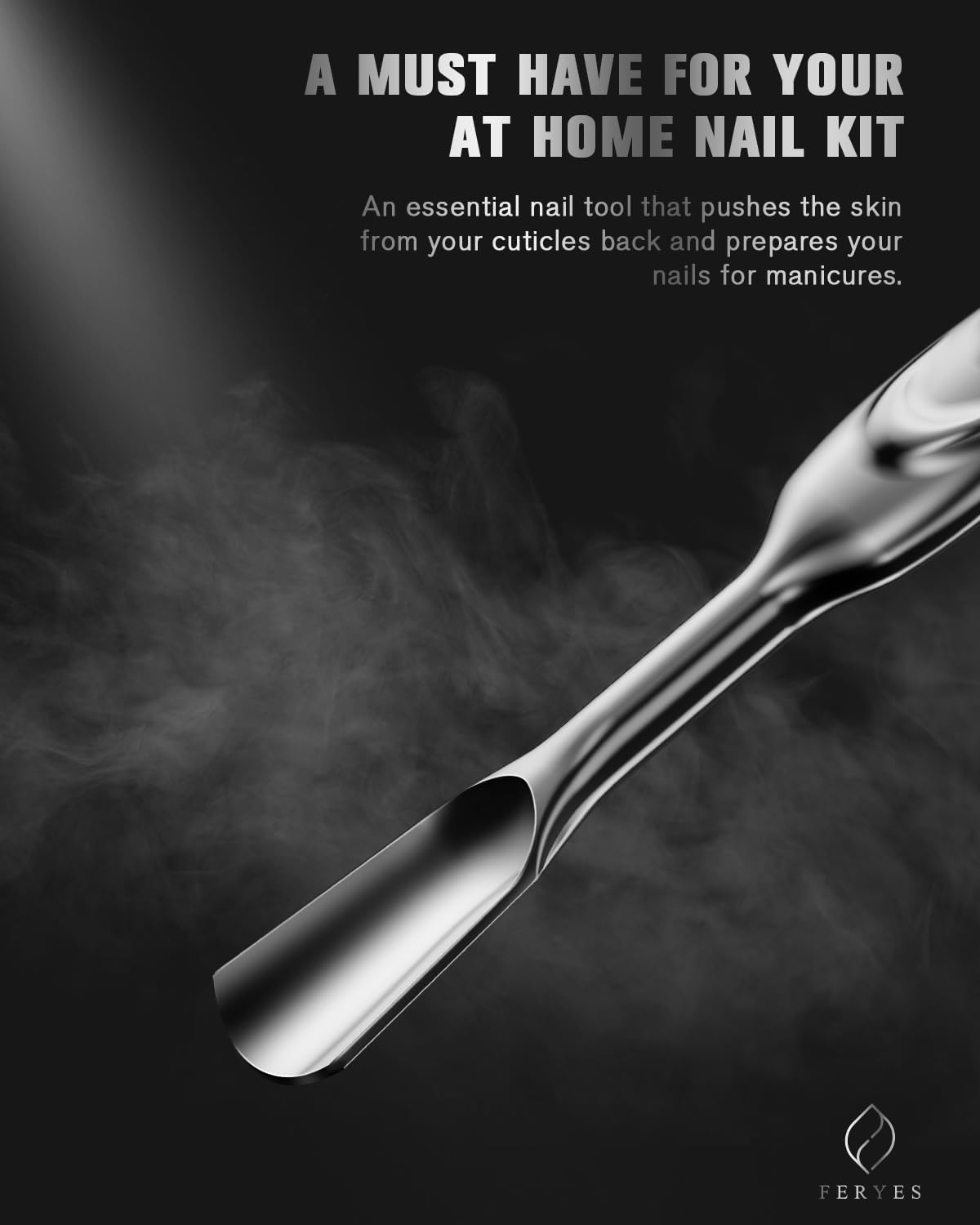 FERYES Elegant Precision Cuticle Pusher & Nail Cleaner - Dual-Ended Cuticle Stick Stainless Steel