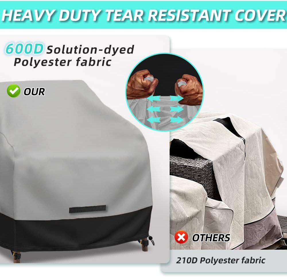 Patio Swivel Chair Cover Waterproof 2 Pack, 600D Heavy Duty Outdoor Furniture Covers for Universal