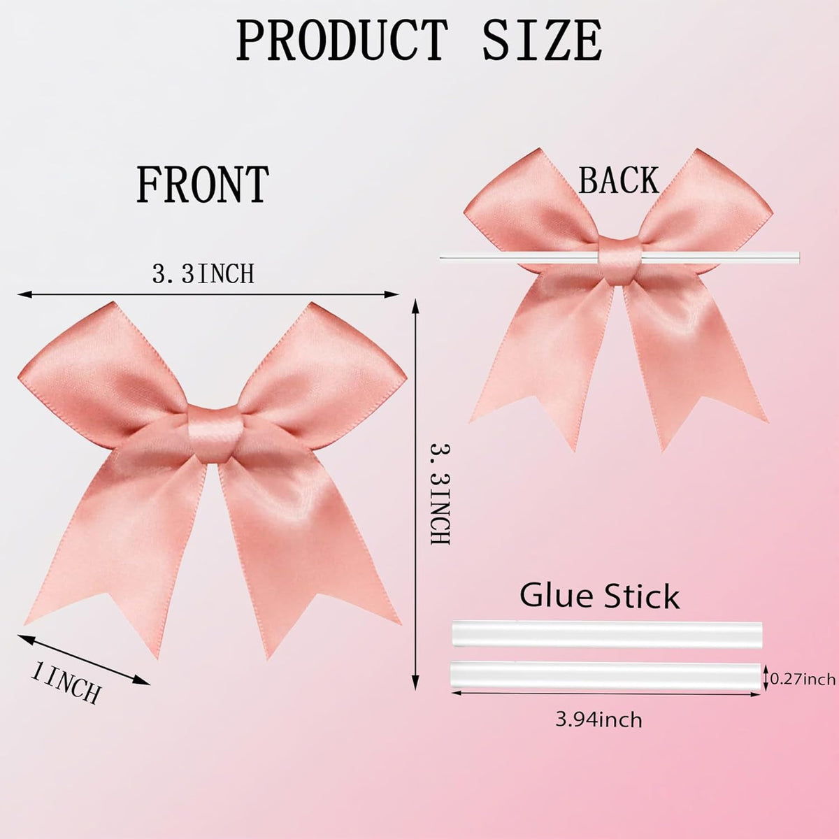 50 PCS Twist Tie Bows Satin Ribbon Bows 3.3 Inch Gift Wrap Bows Craft Bows for Gift Wrapping, Party
