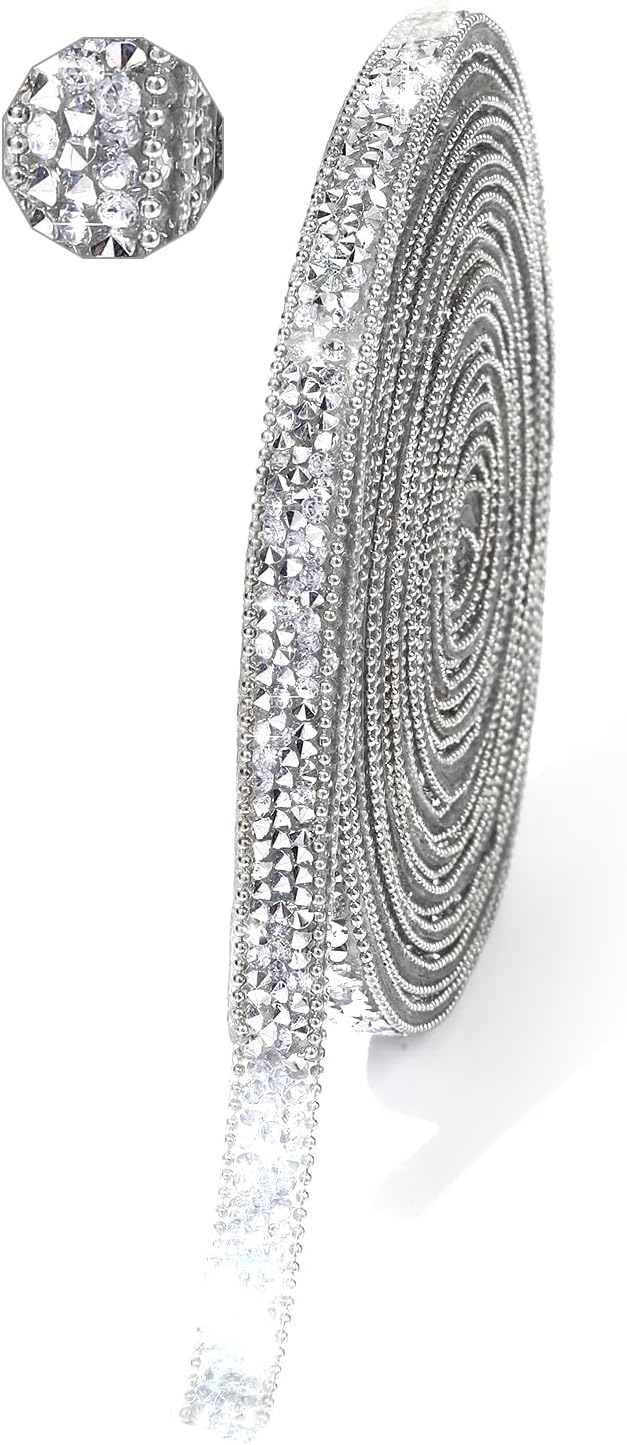 Rhinestone Ribbon 6 Yards Self Adhesive Rhinestone Strips Diamond Ribbon Sticker Crystal Roll