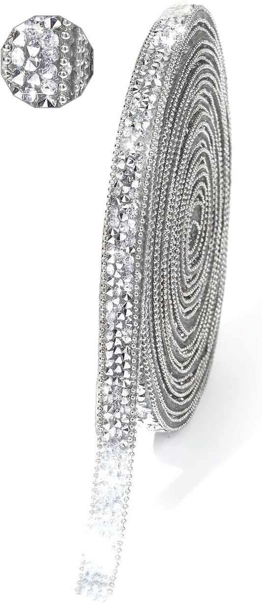 Rhinestone Ribbon 6 Yards Self Adhesive Rhinestone Strips Diamond Ribbon Sticker Crystal Roll