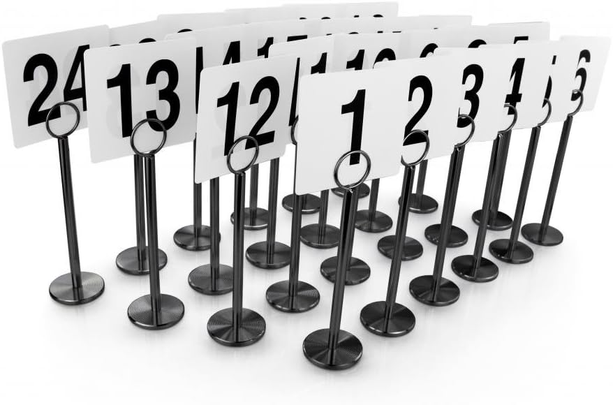 New Star Foodservice 27693 Ring Clip Table Number Card Holders, w/Number Cards, 1 to 24, Set of 24