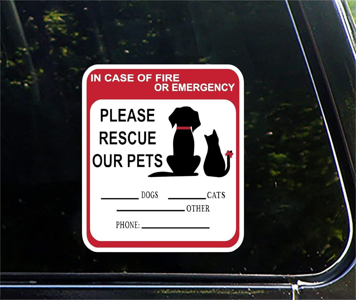 in Case of Fire or Emergency Please Rescue Our Pets Stickers – Pet Alert Safety Stickers, 5x4 inch