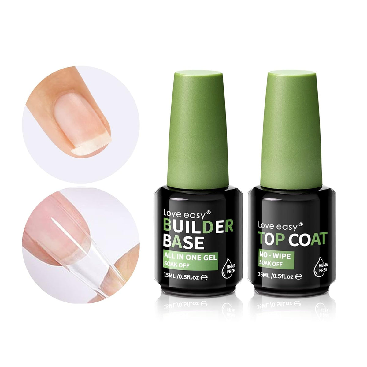 Hema Free Builder Gel - Hypoallergenic Builder Base & Top Coat | Long-Lasting Adhesion (30+ Days)