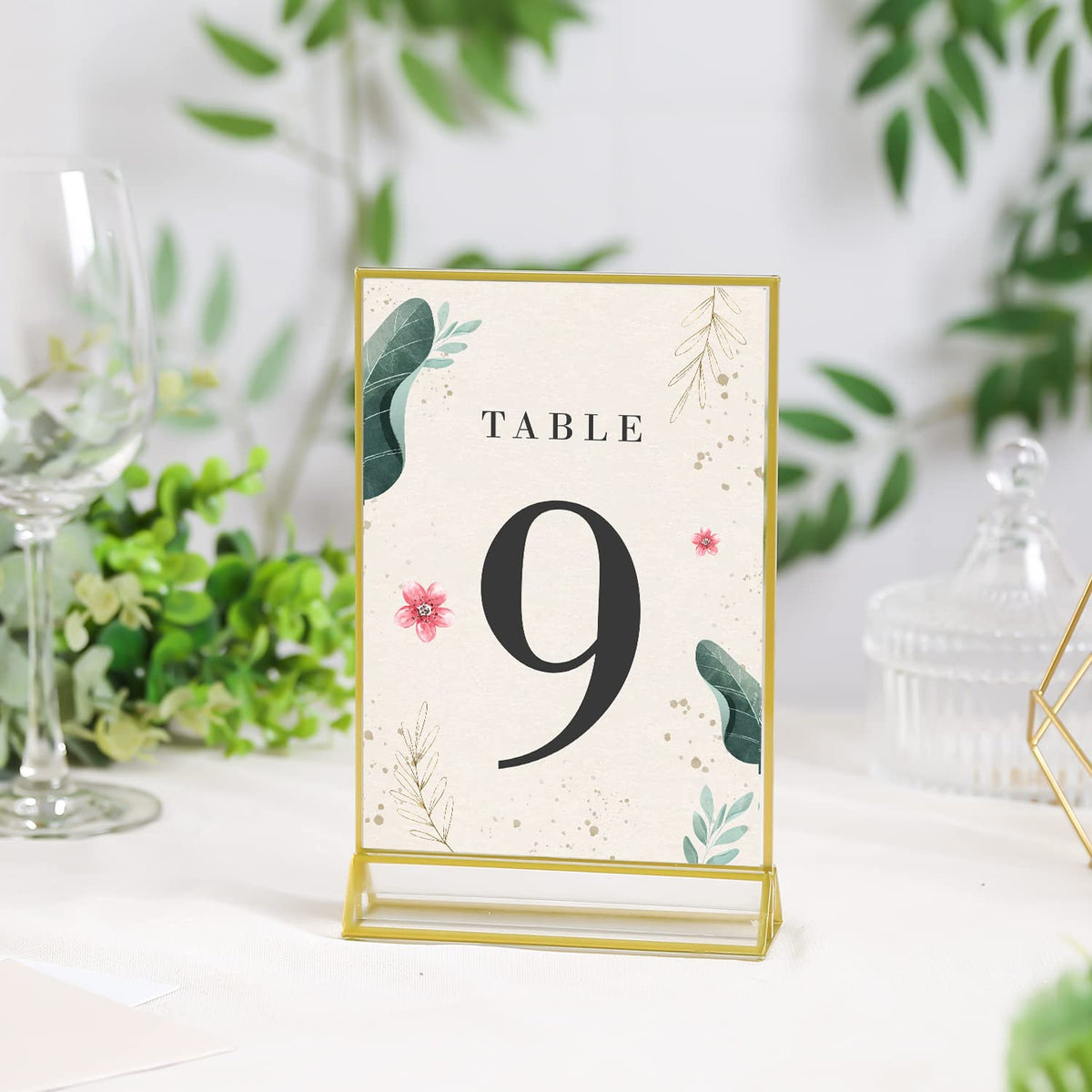 UNIQOOO Acrylic Sign Holders with Golden Border, Portrait View, Pack of 12 | 4x6 Inches Double