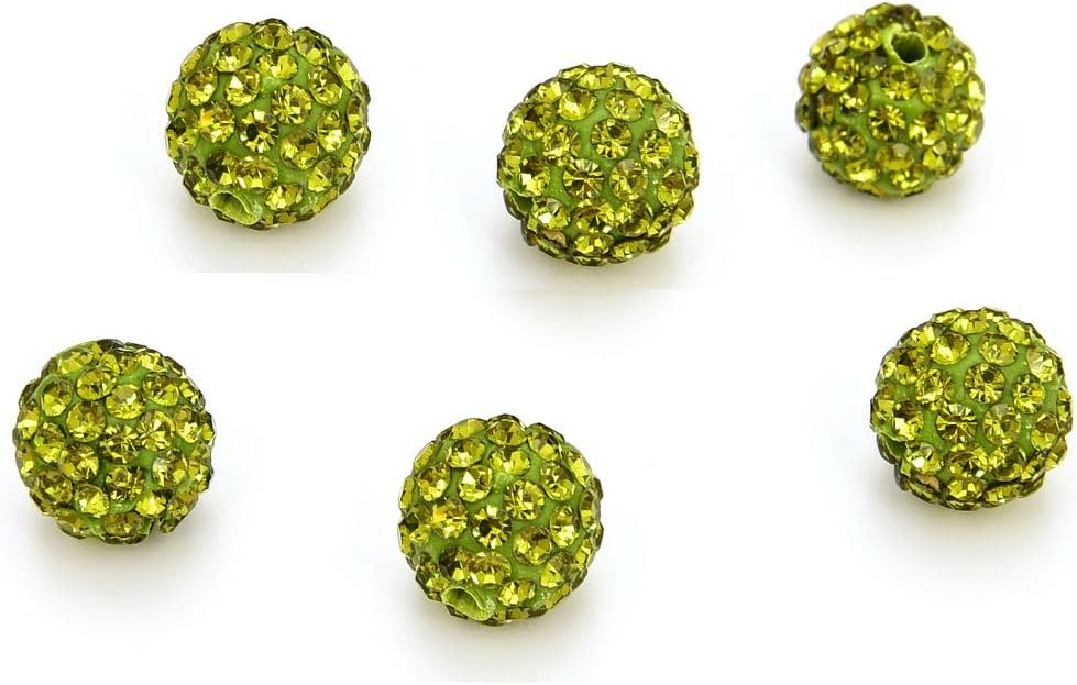 50pcs Adabele Grade A Suncatcher Crystal Rhinestone Pave Loose Beads 10mm Olivine Green Polymer