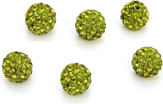 100pcs Adabele Grade A Suncatcher Crystal Rhinestone Pave Loose Beads 10mm Olivine Green Polymer