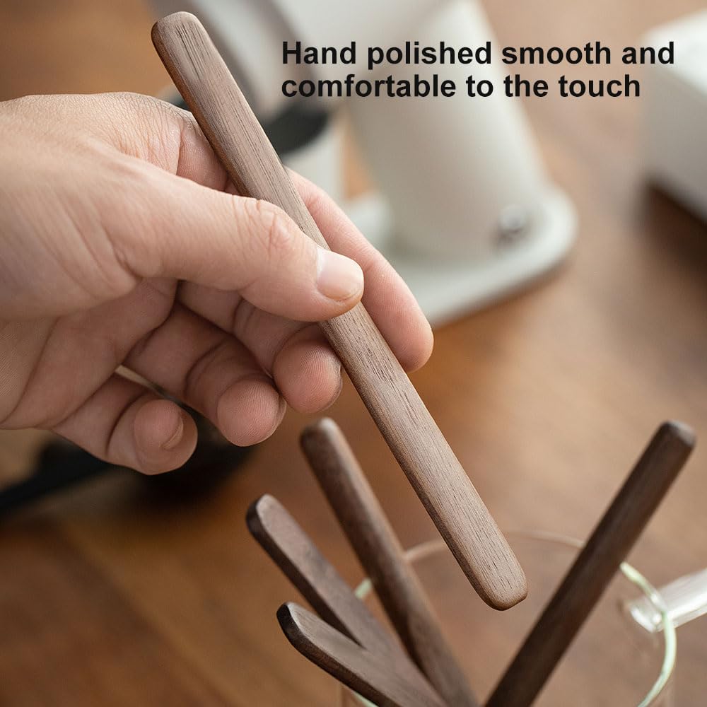 4Pcs Black Walnut Wood Coffee Stirrers 6″ Reusable Wooden Drink Stir Sticks for Coffee, Tea, Milk
