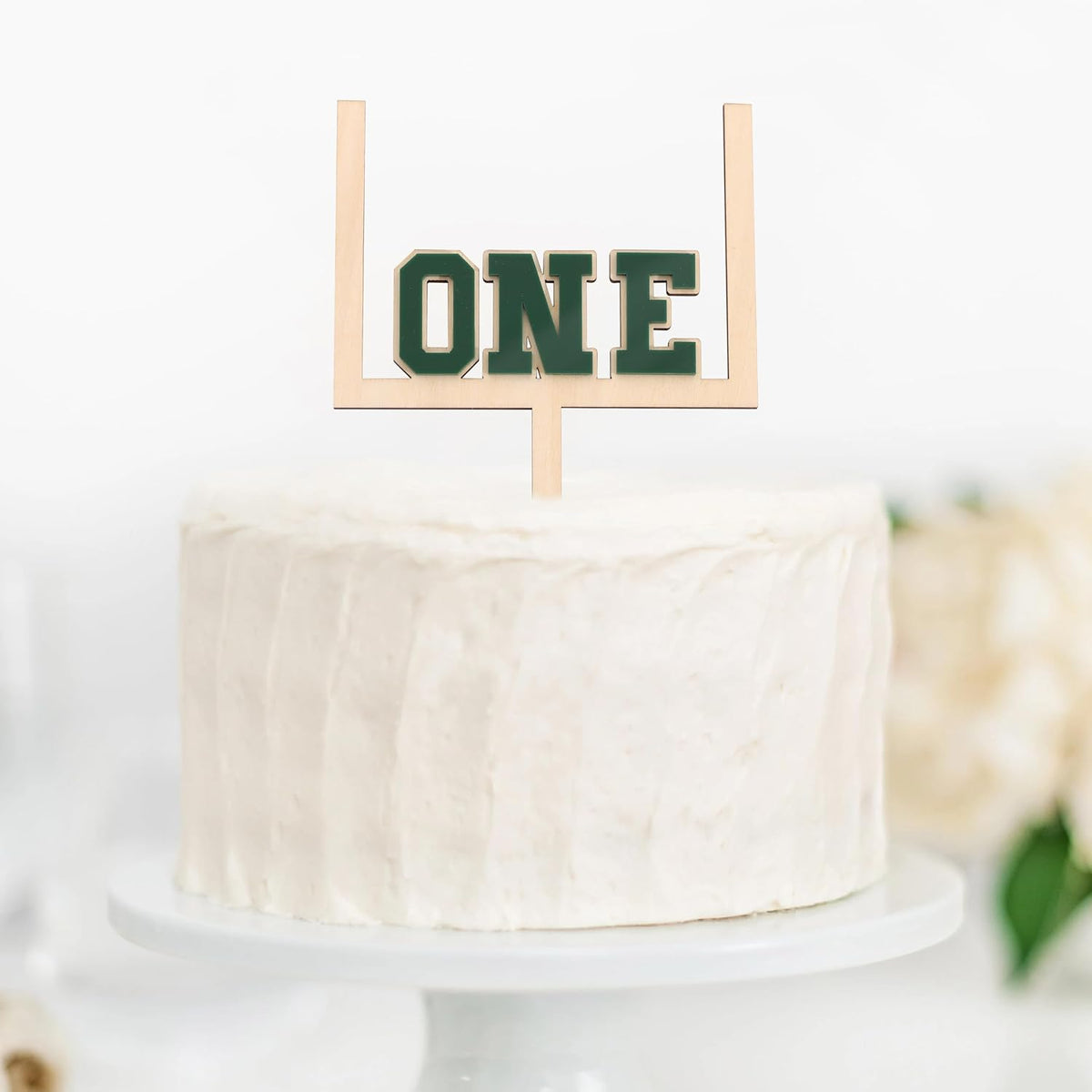 Wood And Acrylic Football One Cake Topper - Football First/1st Birthday Decorations,First Year Down