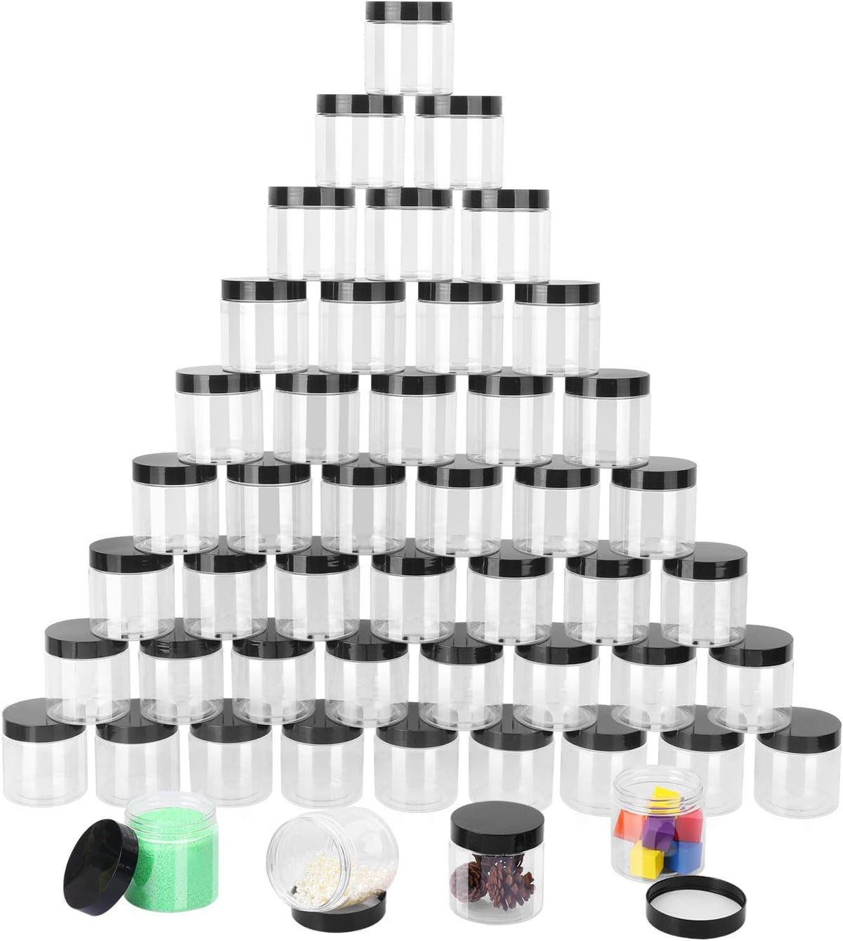 48 Packs 6 OZ Transparent Plastic Jars with black Lids, Body Butter Containers, Cosmetic Containers