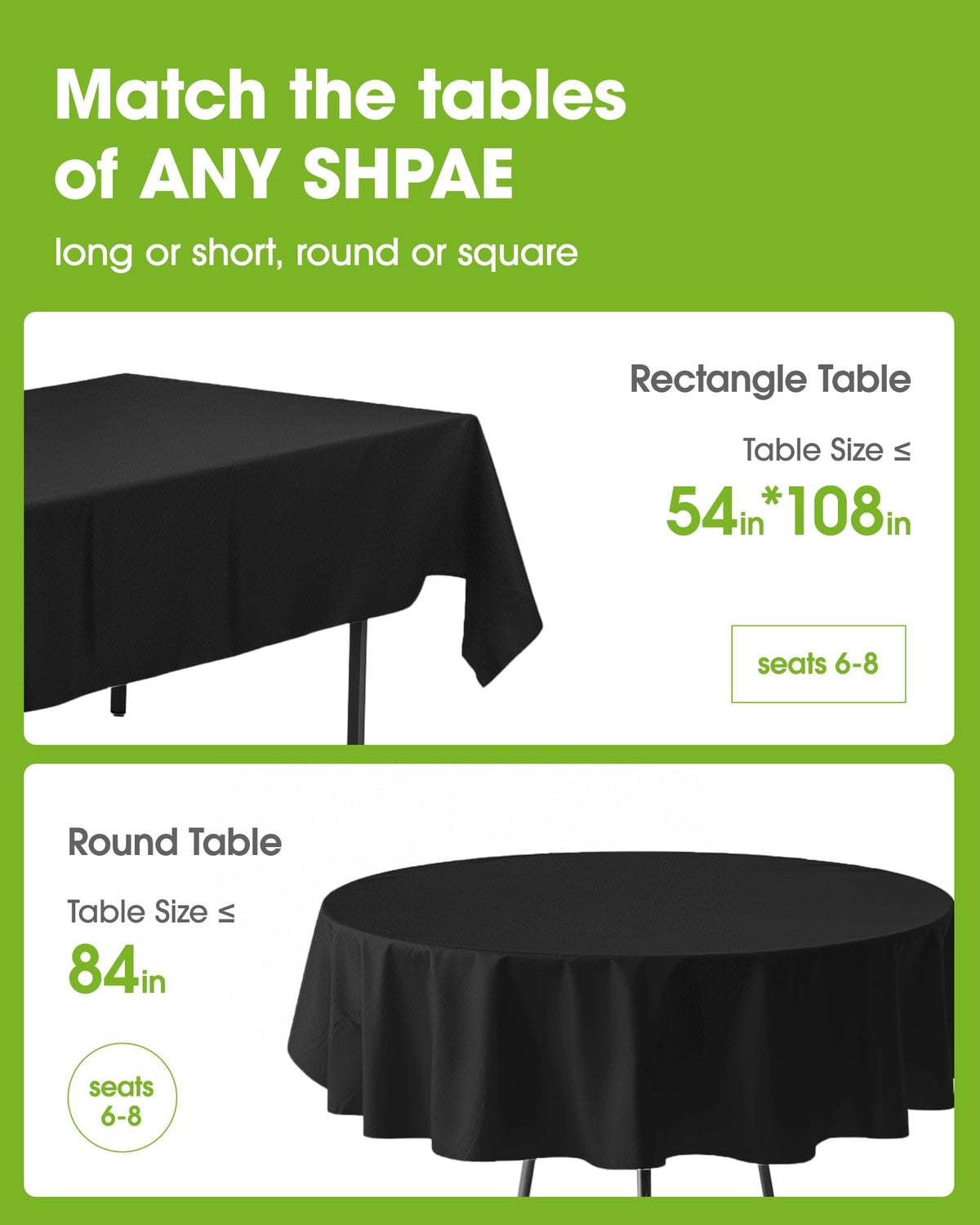 Pureegg Plastic Table Cloth Disposable 8 Pack, 54 x 108 Inch Table Cloths, Graduation Decorations