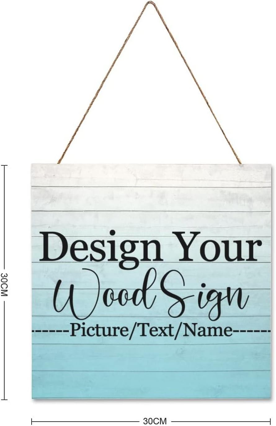 Personalized Hanging Wood Signs, Customized Door Board with Multiple Wood Background and Fonts to