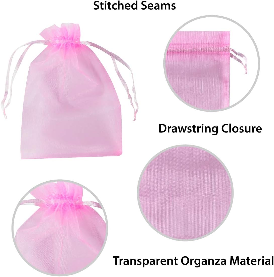 Super Z Outlet 100 Pack 5x7 Inch Mini Sheer Drawstring Organza Transparent Bags Jewelry Sack