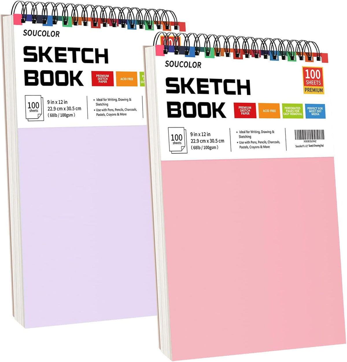 Soucolor 9"x12" Sketch Book 2-Pack: Halloween & Christmas Art Supplies for Kids Ages 5-15, Teens &