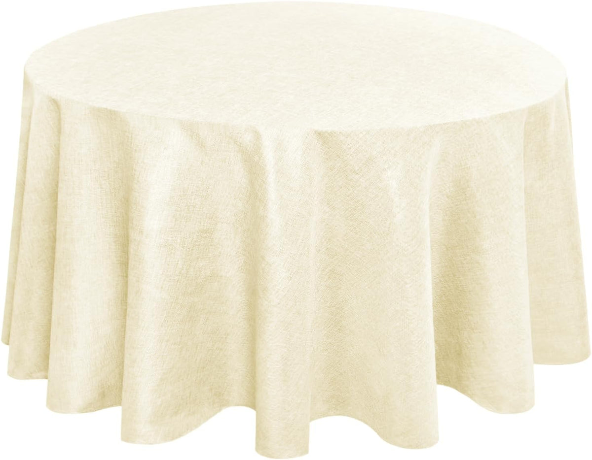 Hiasan Linen Tablecloth 120 Inch Round - Wrinkle and Stain Resistant Washable Polyester Fabric