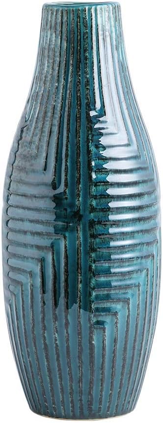 hjn Ceramic Vase - Teal Home Decor Vase, Modern Decor for Centerpieces, Living