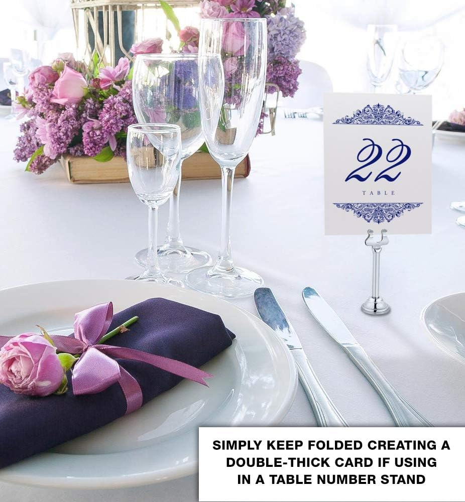 Paisley Wedding Table Numbers (Select Color/Quantity), Champagne, Navy, 1-65, Double Sided, Tent or