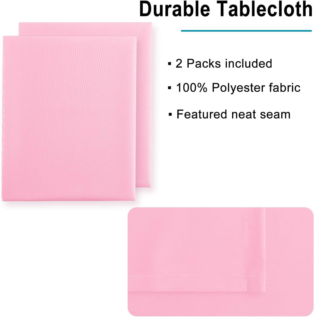 Hiasan 2 Pieces Pink Tablecloth Rectangle - Washable Waterproof Fabric Oblong Table Cloth for Card