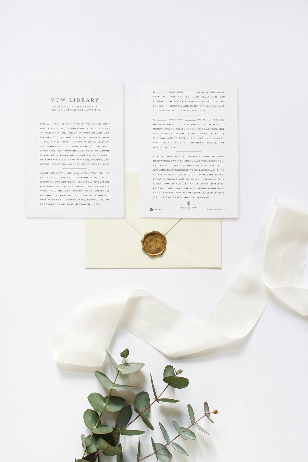 FLUYTCO Wedding Vow Book Keepsakes (2 Book Set, His & Hers) Linen Hardcover - Bonus Wedding day