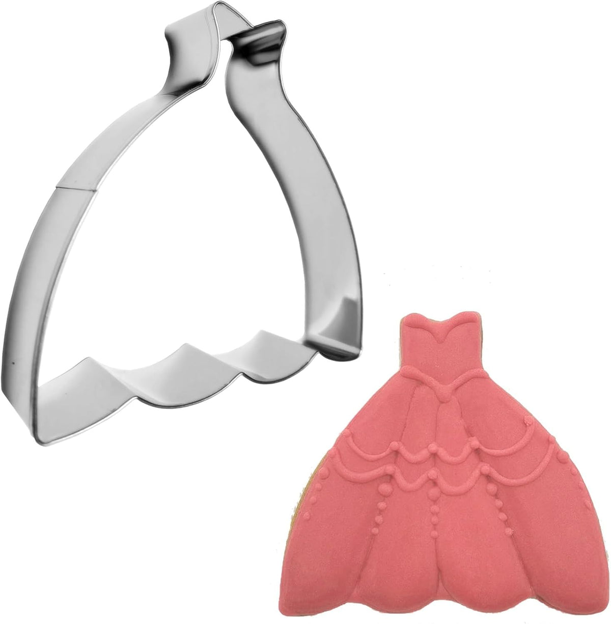 Large Size Dress Shaped Cookie Cutter, Stainless Steel Strapless Princess Party Wedding Dress