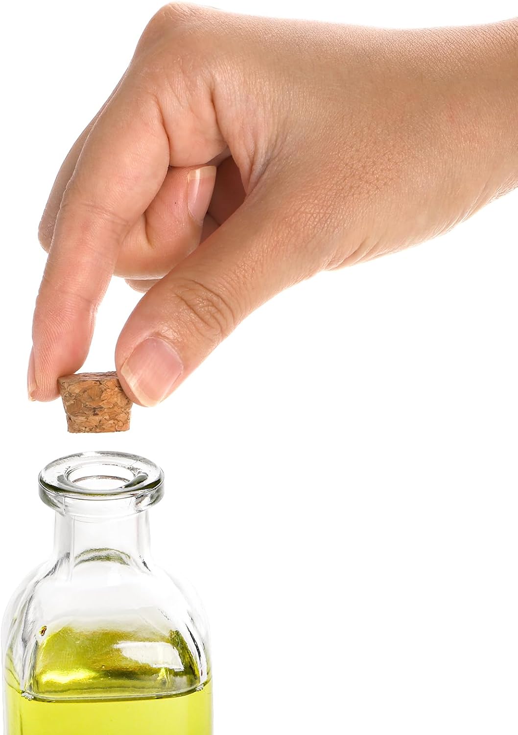 ZOOFOX 20 Pack Glass Bottles with Cork Stoppers, 3.4 oz Small Vintage Style Favor Jars, Clear Empty