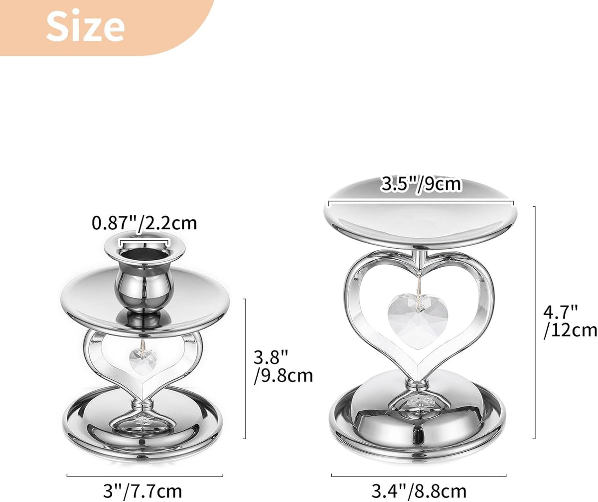 Nuptio Unity Candle Holder Silver Candlestick Holder for Pillar Taper Candles Metal Pillar Candle