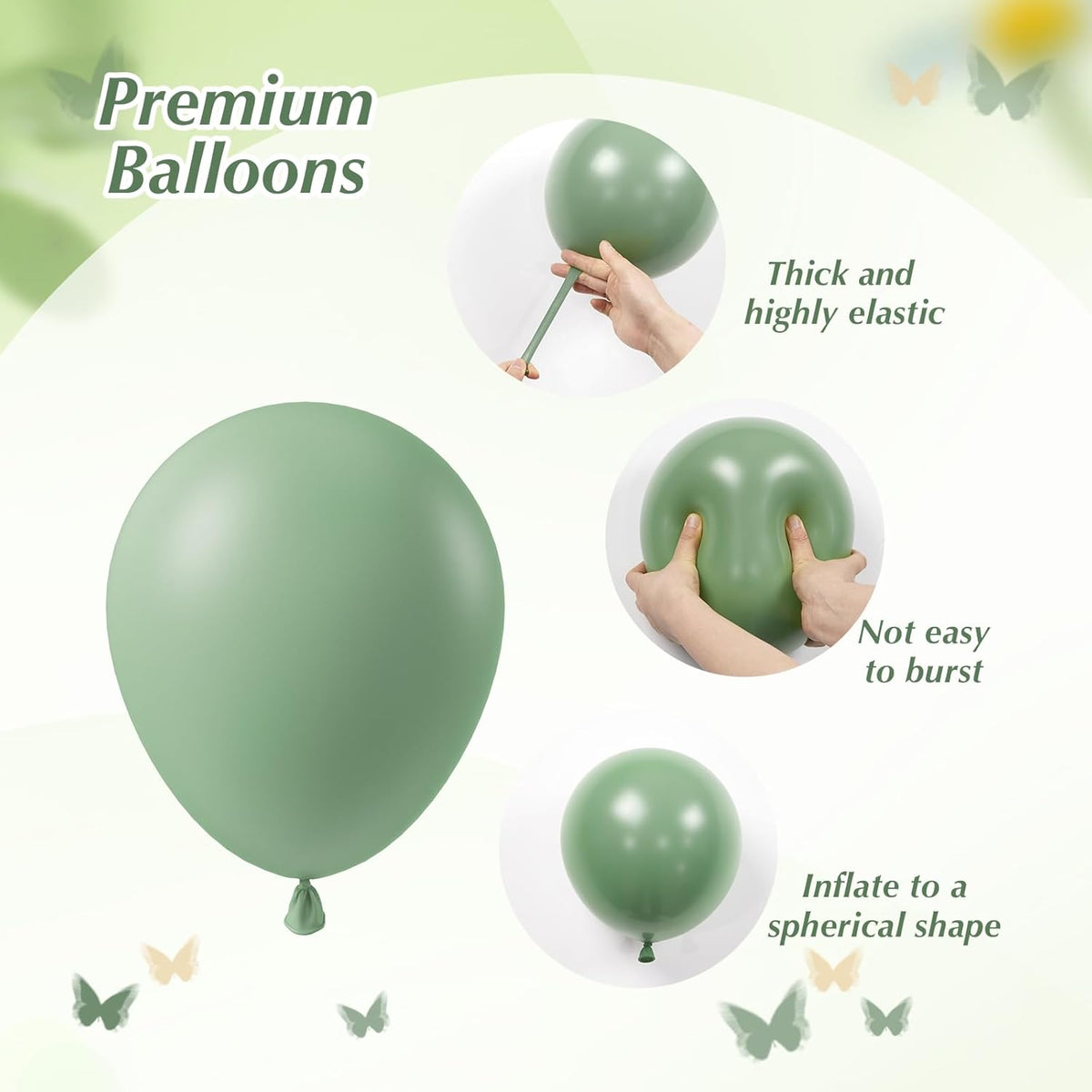 Sage green Balloons, 60pcs 12inch Sage green Sand White Metallic Gold Confetti Balloons for Boho