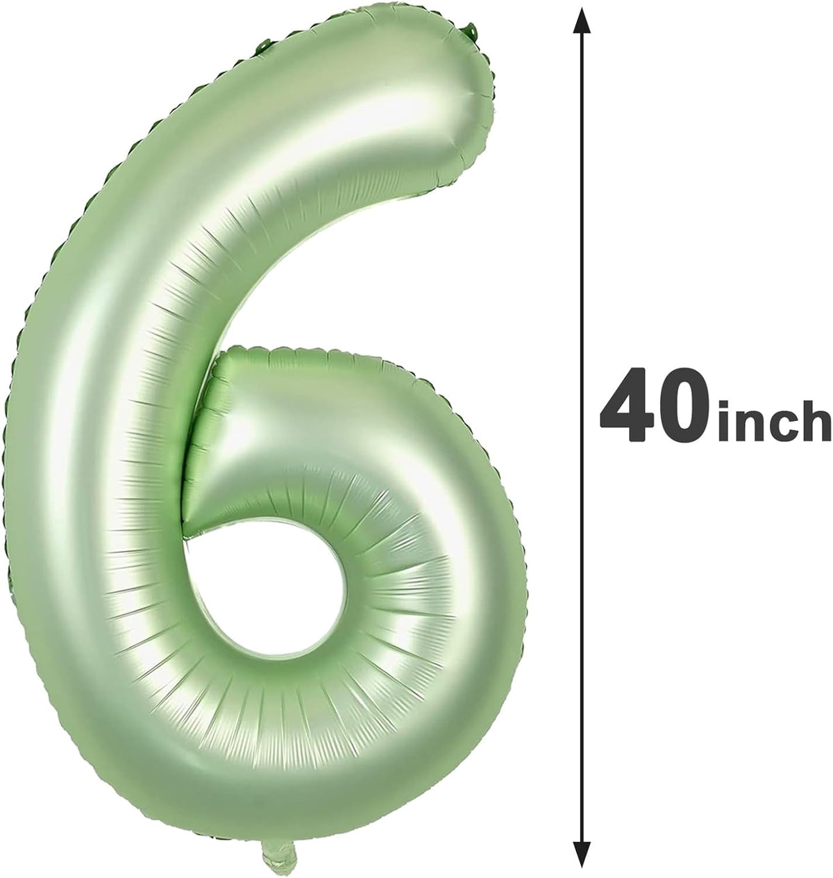 40 Inch Sage Green Mylar Foil Number 6 Birthday Balloon, Digital Balloons for 6 16 Boy Girl Party