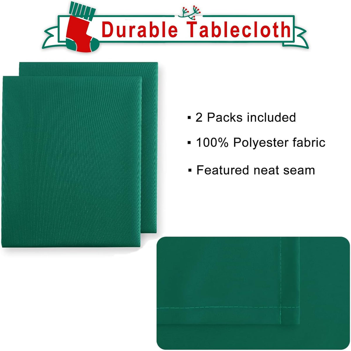 Hiasan 2 Pieces Rectangle Tablecloth - Waterproof Washable Polyester Table Cloth for Dining Room