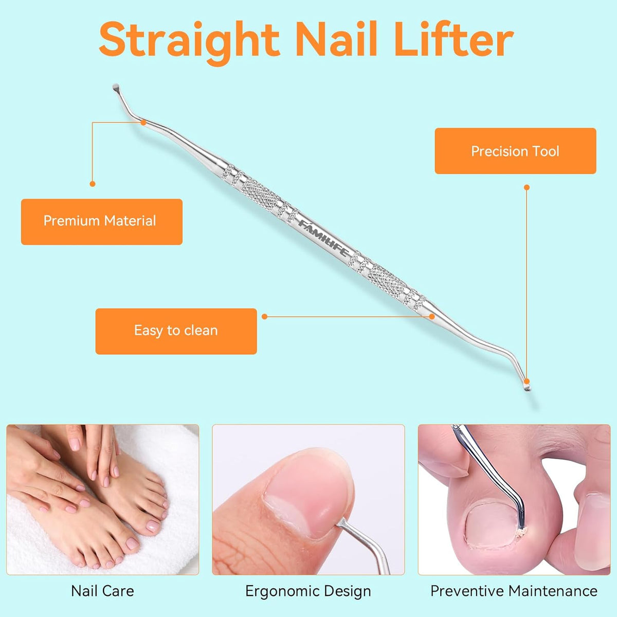 Pedicure Tool Kit and Ingrown Toenail Removal Kit, 3-Piece Set with Nail Nipper, Metal Nail File