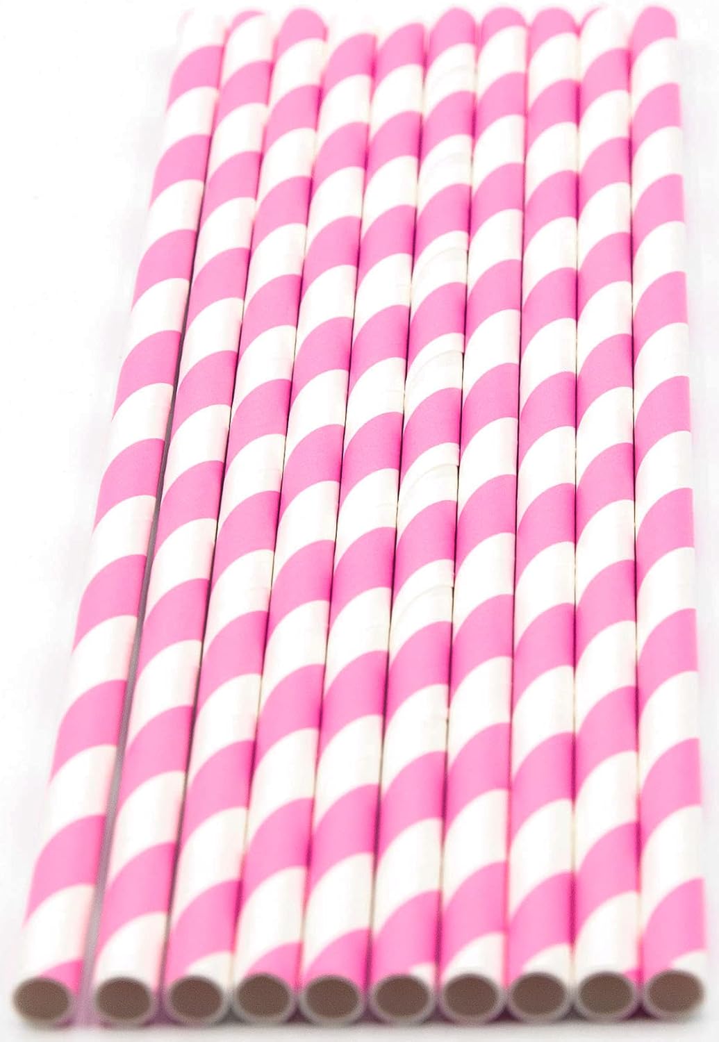 Pack of 900 Baby Pink Swirls Biodegradable 4-Ply Paper Drinking Straws (Compostable, Non-toxic