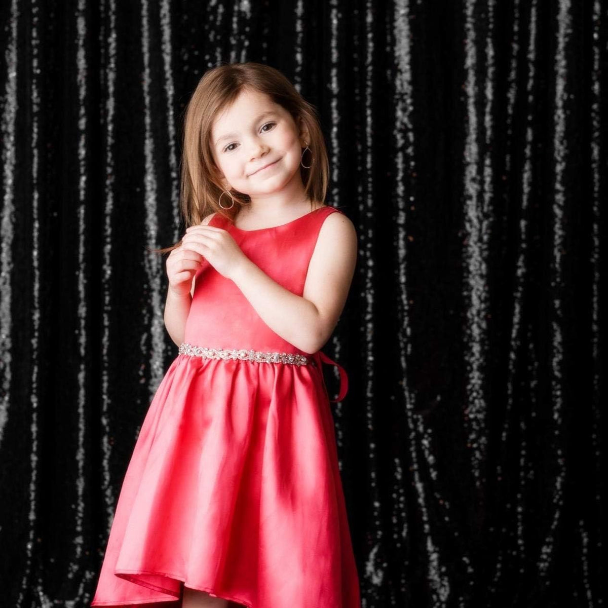 Eternal Beauty Black Sequin Backdrop, 6x6 Ft Halloween Glitter Background Curtains for Shimmer