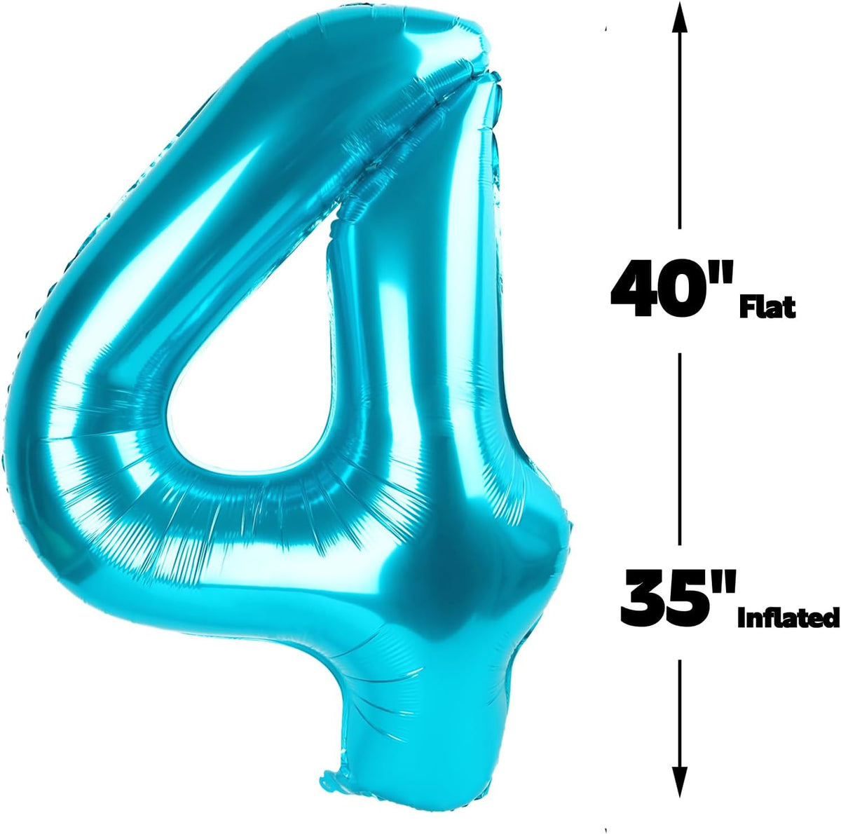 40 Inch Blue Large Number 4 Balloons, Giant Foil Number Four 14 24 34 40 44 Balloons, Blue Mylar
