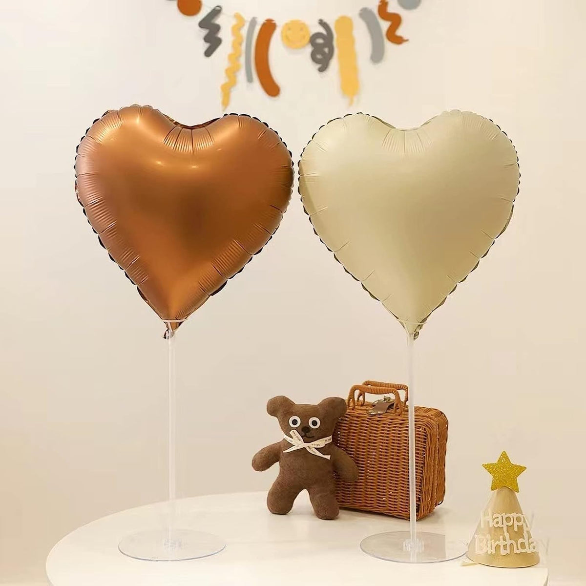 10pc Cream White Heart Balloons - 18 Inch Sand White Heart Shapes for Baby Showers, Weddings
