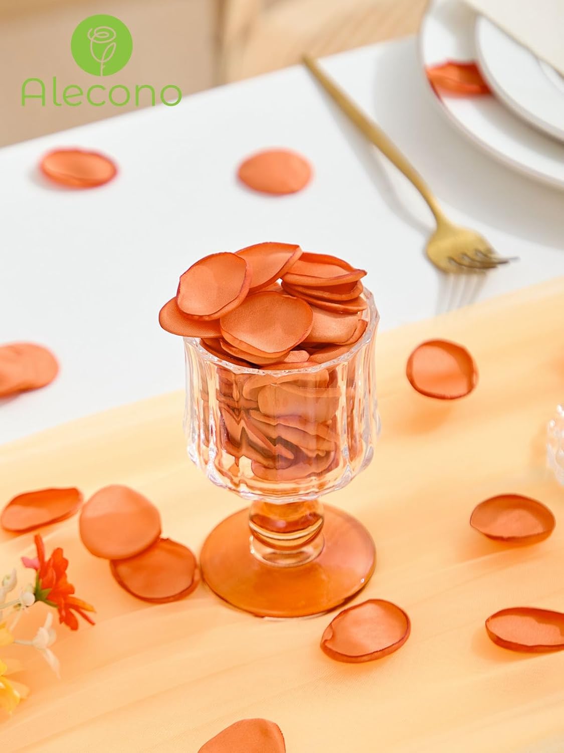 Alecono 𝟰𝟬𝟬𝙋𝙘𝙨 Silk Rose Petals, Faux Orange Flower Petals for Wedding Proposal Flower Girl