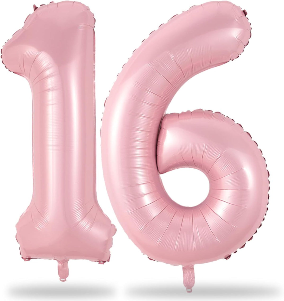 Pastel Pink 16th Birthday Balloons for Girls, 40 Inch Mylar Self Inflating 16 Balloon Number, Big