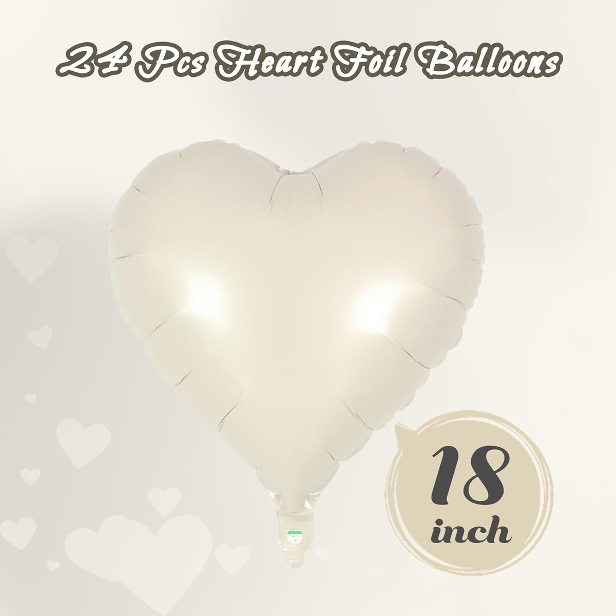 24 Pcs Cream Heart Balloons,18 inch Heart Shape Foil Balloons Love Balloons Valentine Balloons for