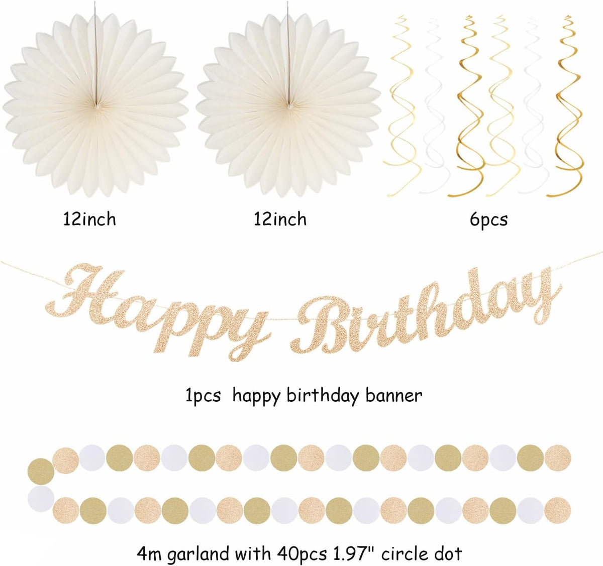Champagne-Gold Beige 16 Happy Birthday Party-Decorations - 22pcs 21st Women Girls Paper Lanterns