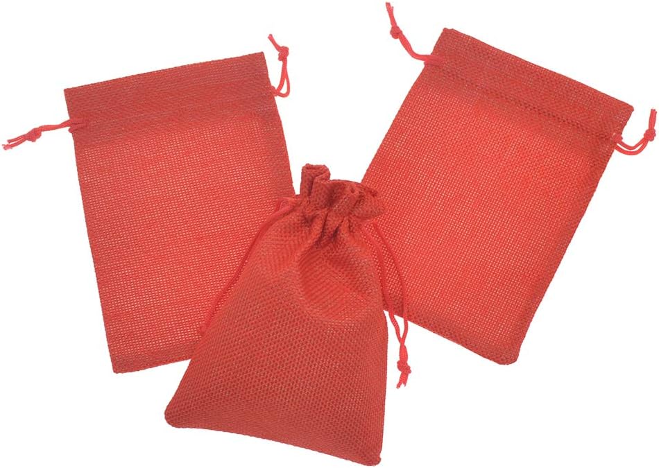 20Pcs Red Burlap Bags with Drawstring, Jute Sacks Jewelry Christmas Candy Pouch Wedding Party Favor