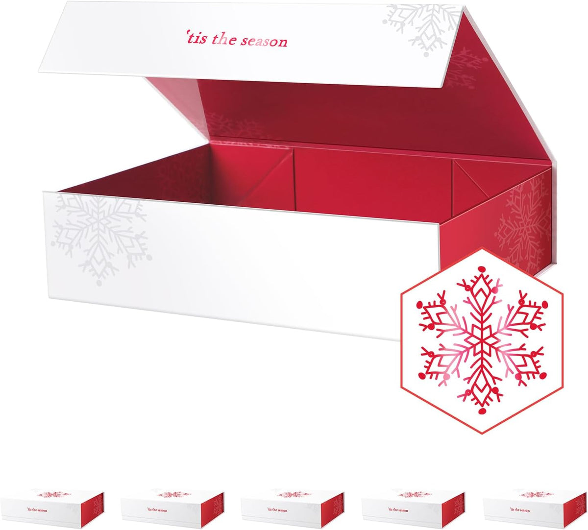 PACKHOME 6 Christmas Gift Boxes 13x9.7x3.4 Inches, Large Gift Boxes with Lids, Sturdy Shirt Boxes