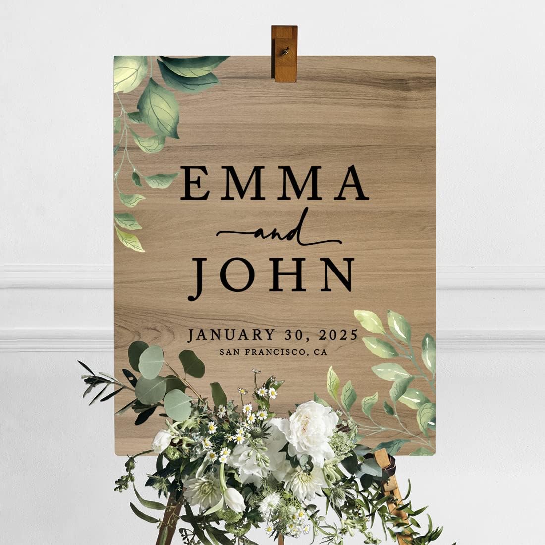 Andaz Press Large Wooden Welcome Sign for Wedding, Rustic Welcome Sign 16" x 20" Custom Names