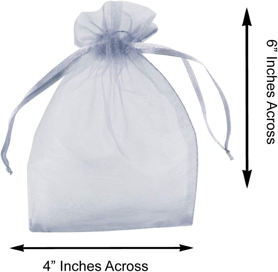 Super Z Outlet 100 Pack 4x6 Inch Mini Sheer Drawstring Organza Transparent Bags Jewelry Sack