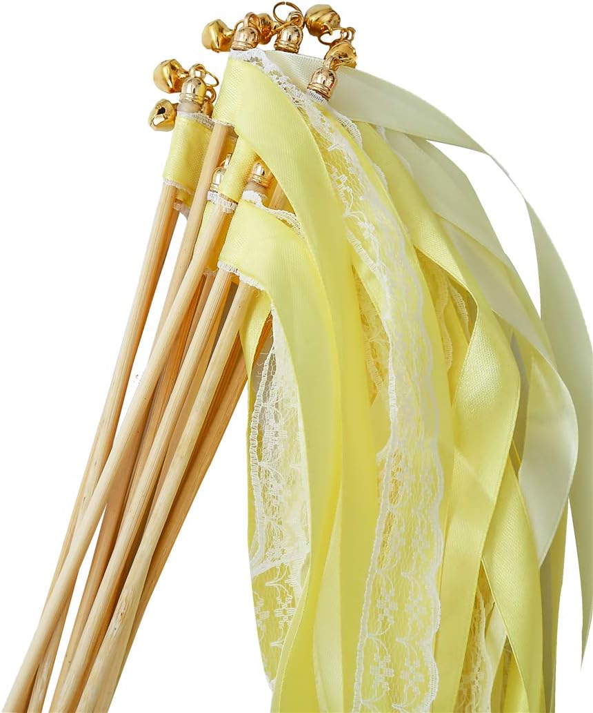 30pcs Lace Ribbon Stick Wands Christmas Birthday Party Streamers Wands Fairy Stick for Wedding